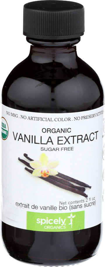 Spicely Organics Usda Certified Organic Vanilla Extract, No Artificial Colors Or Preservatives, Zero Sugar, Vegan Friendly, Kosh