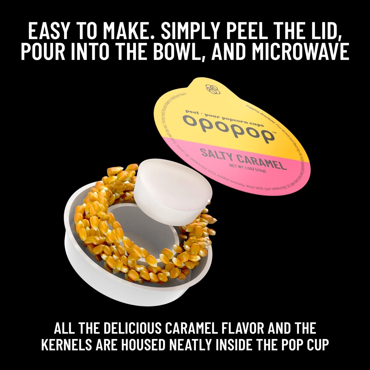 OPOPOP Microwave Popcorn Cups, Salty Caramel, Non-GMO, Gluten Free, 6-Pack, 1.5 Ounce