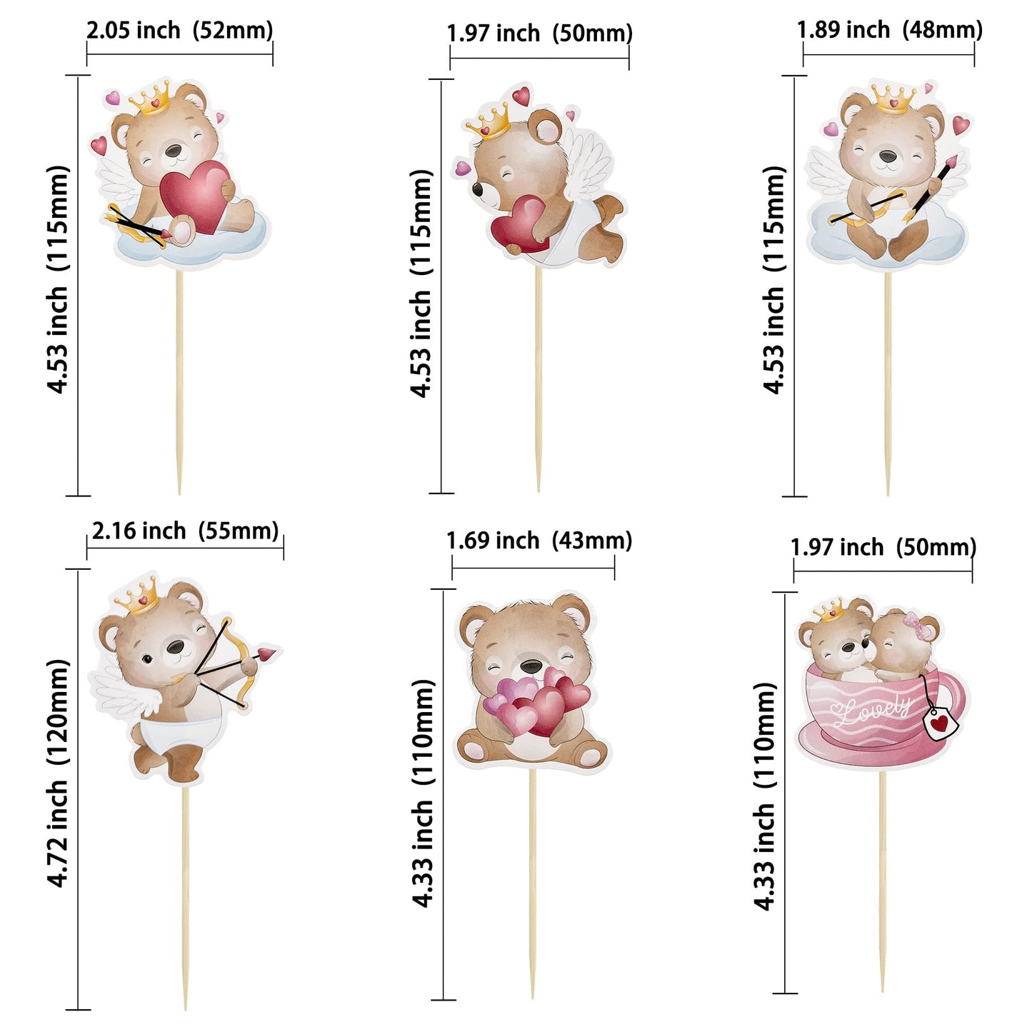 36Pcs Happy Valentine'S Day Cupcake Toppers Sweet Love Valentine Cupcake Picks For Valentine'S Day Theme Birthday Party Cake Dec