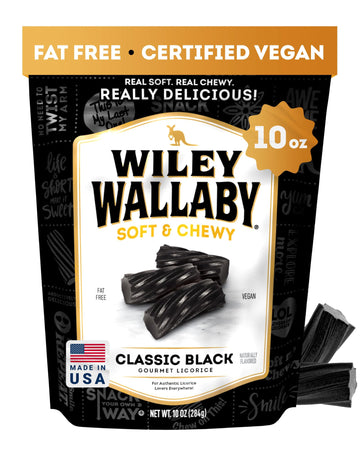 Wiley Wallaby Licorice 10 Ounce Classic Gourmet Soft & Chewy Australian Black Licorice Candy Twists, 1 Pack
