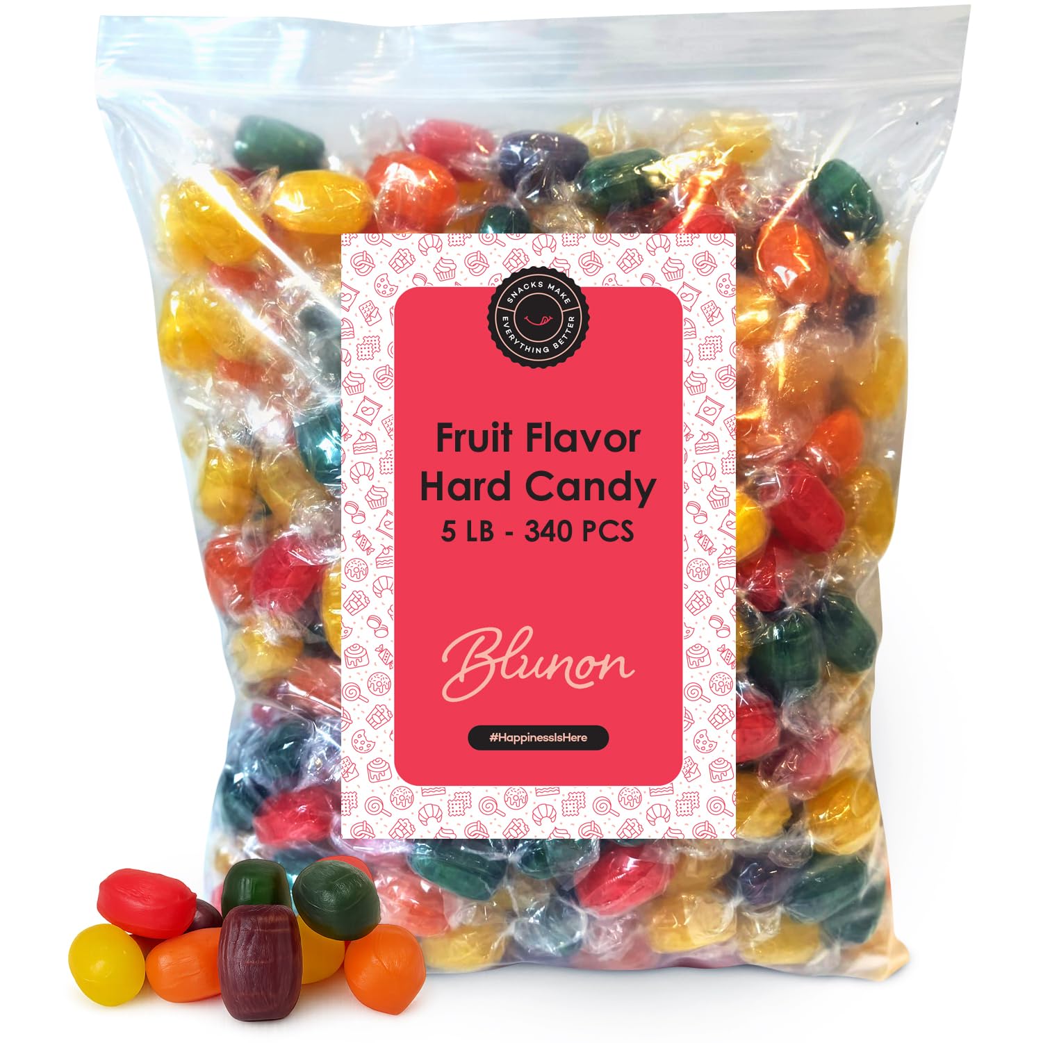 Hard Candy Bulk Assorted - 5 Pounds Fruit Flavored Candies Individually Wrapped - Nostalgic Old School Candy Barrels - 340 Pieces