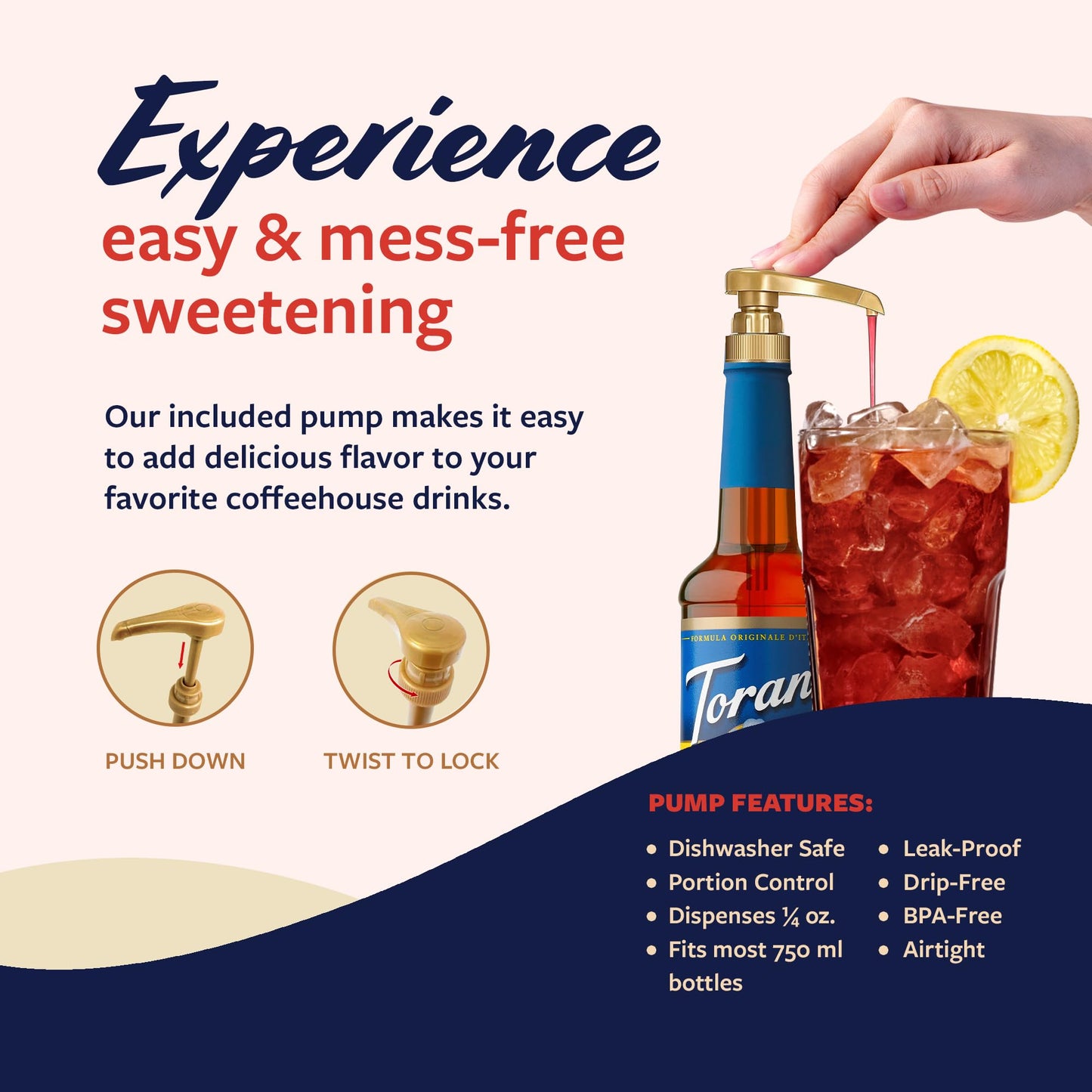 Torani Sugar Free Raspberry Syrup And Sugar Free Peach Syrup Variety 2-Pack, Flavored Syrups For Drinks, Pumps Included, 25.4 Fl