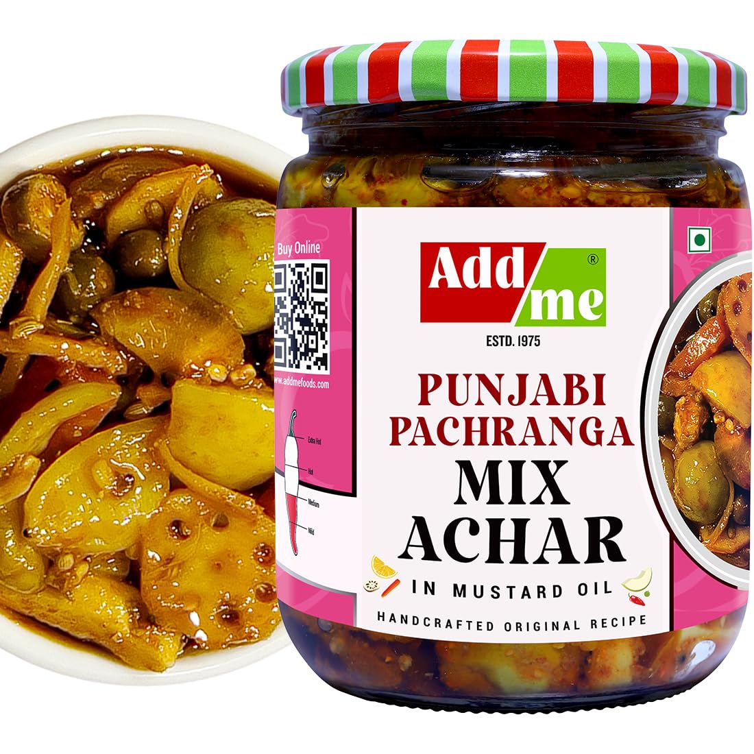 Add me Punjabi Pachranga Mixed Pickle 500gm Home Made Recipe Mango Chilli Lemon Carrot ker Ginger karonda lasoda Fruit in Glass 