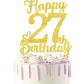 27 Birthday Cake Toppers-Gold Glitter, 27Th Cake Topper For Men,27 Cake Topper For Women, 27Th Birthday Decorations,27Th Birthda