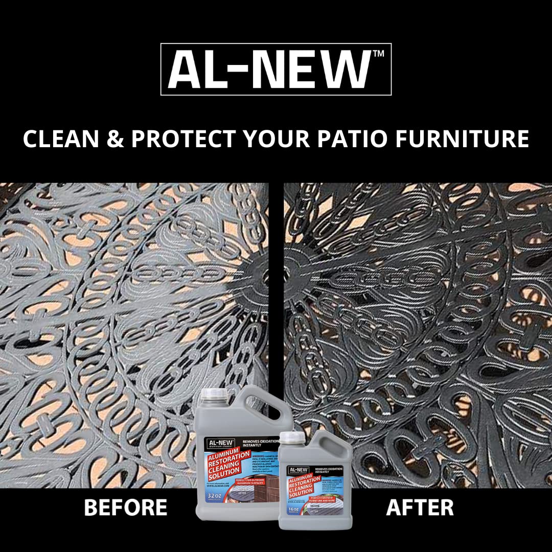 Al-New Aluminum Restoration Cleaning Solution  Clean & Restore Patio Furniture, Stainless Steel, And Other Household Metal Surfa