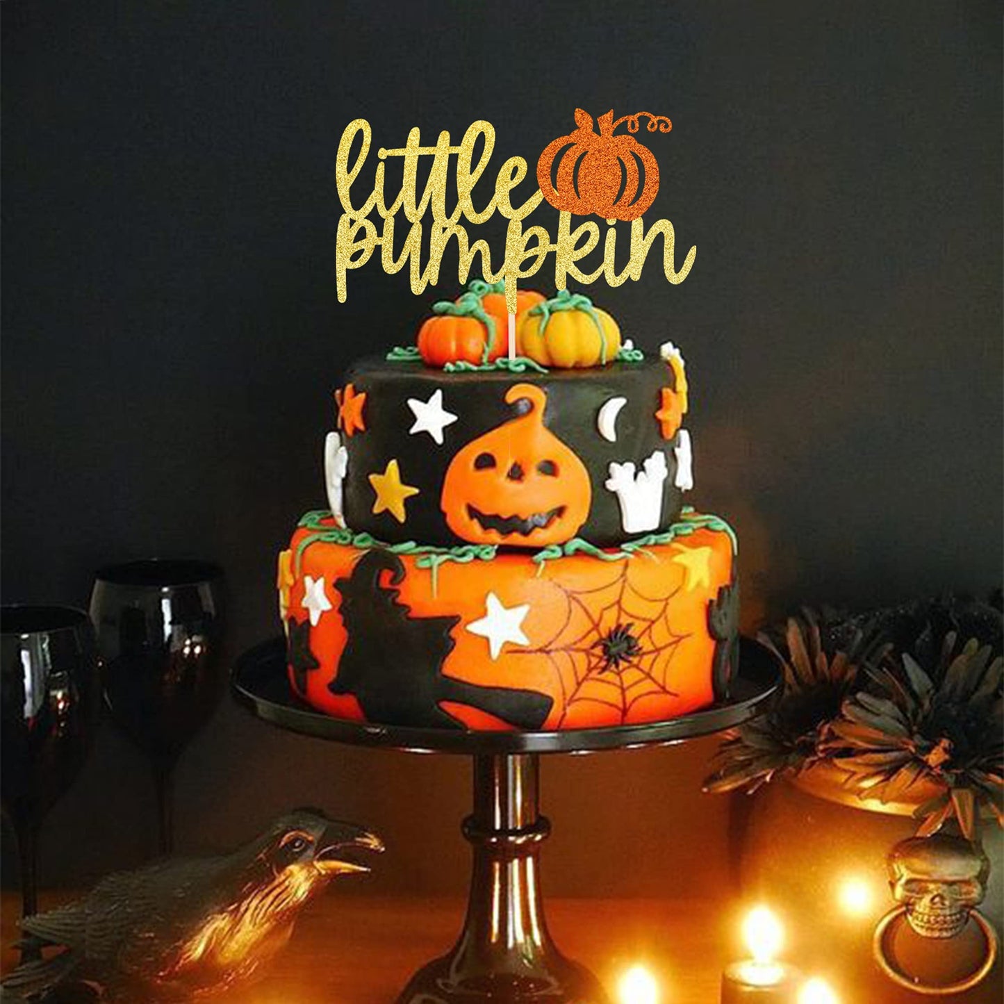1 Pcs Little Pumpkin Cake Topper Fall Theme Cake Pick Baby Shower Kids Birthday Halloween Thanksgiving Pumpkin Party Decorations