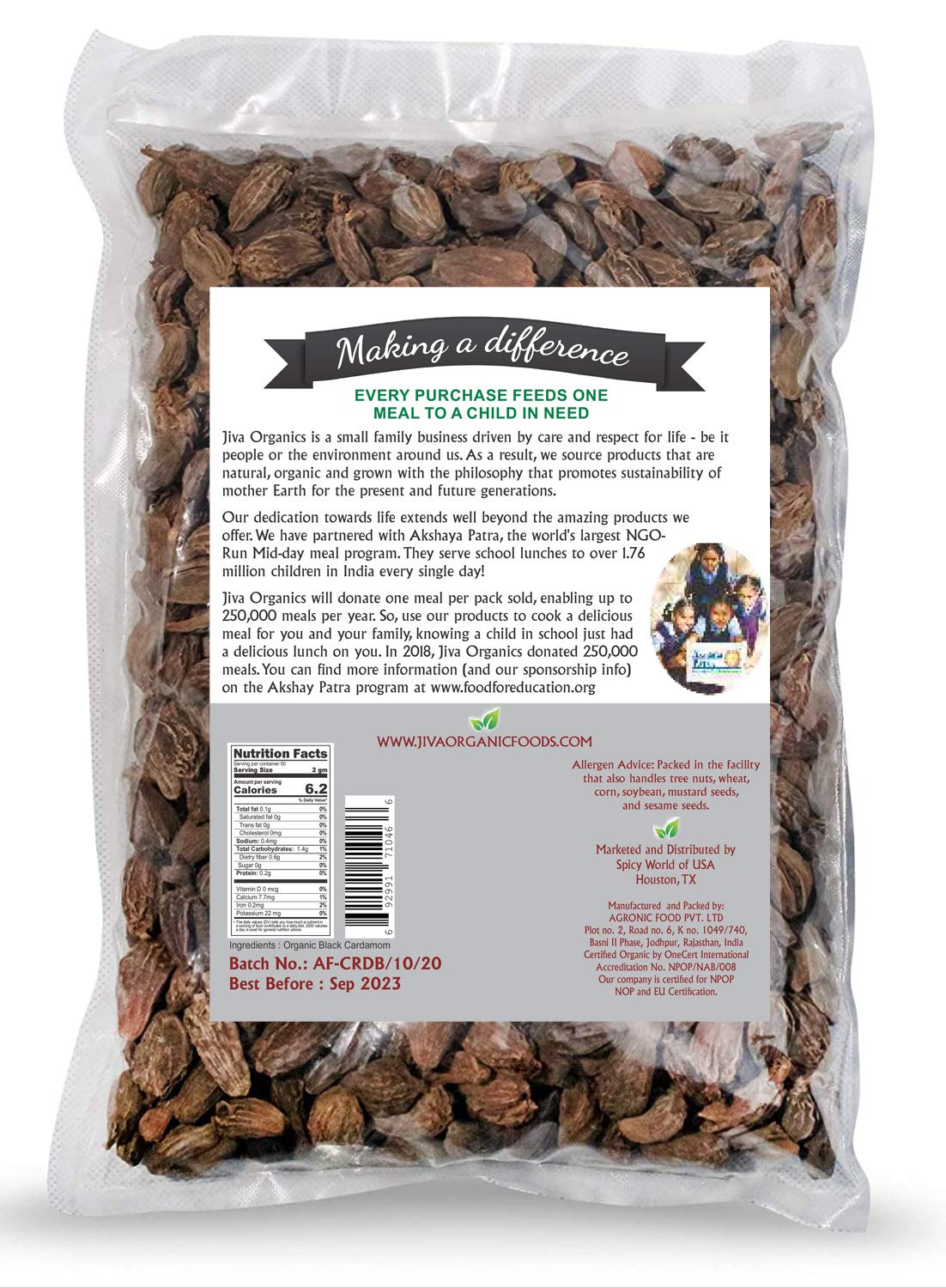 Jiva Organics Organic Black Cardamom 3.5 Ounce Bag - Indian Badi Kali Elaichi - Non-Gmo