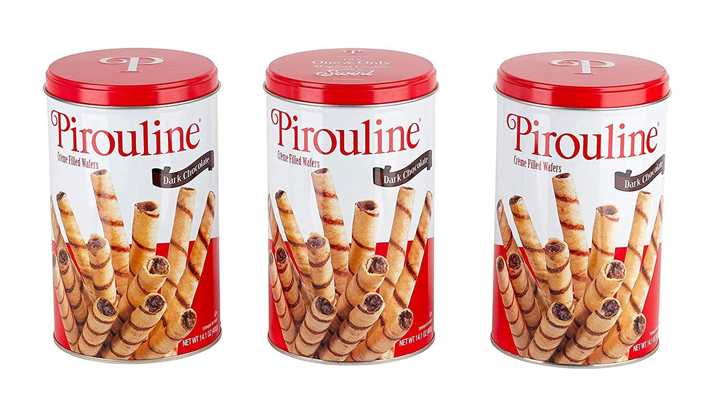 Pirouline Rolled Wafers  Dark Chocolate  New Protective Packaflavor Blendg  14.1 Ounce Tins (Pack Of 3)