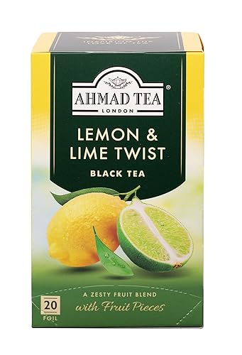 Ahmad Tea Black Tea, Lemon & Lime Twist Teabags, 20 Ct (Pack Of 1) - Caffeinated & Sugar-Free