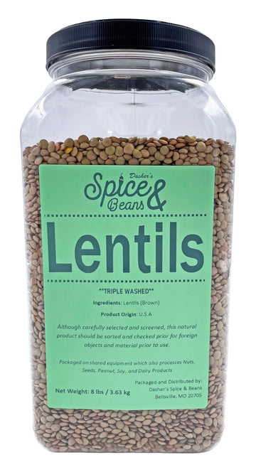 Dried Green Lentils Dasher's Spice & Beans | Triple Washed | 8 lbs.