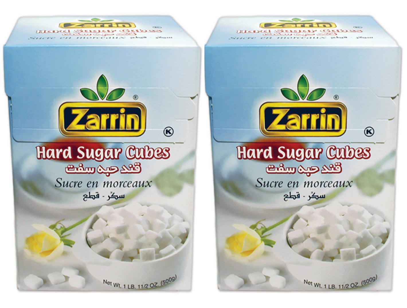 Zarrin Hard Sugar Cubes (2 Pack) - 500G | 17.6 Oz, (Slow Dissolving)
