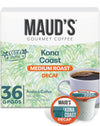 Maud's Decaf Kona Coffee Pods, 36 ct, Decaffeinated Medium Roast Coffee in Recyclable Single Serve Pods - 100% Arabica Coffee, C