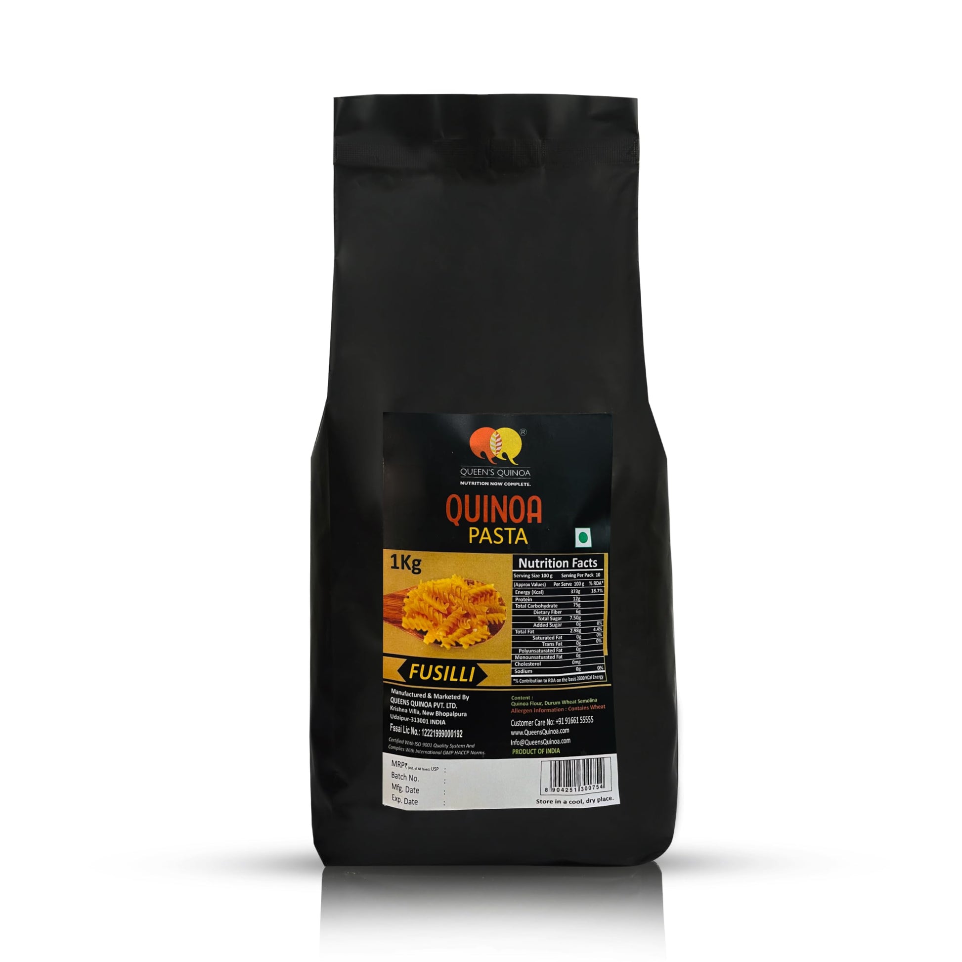 Queens Quinoa Fusilli Pasta|Antioxidants High Fiber Protein Cholesterol Free Maida Free Pasta With Iron| Good For Digestion, Hea