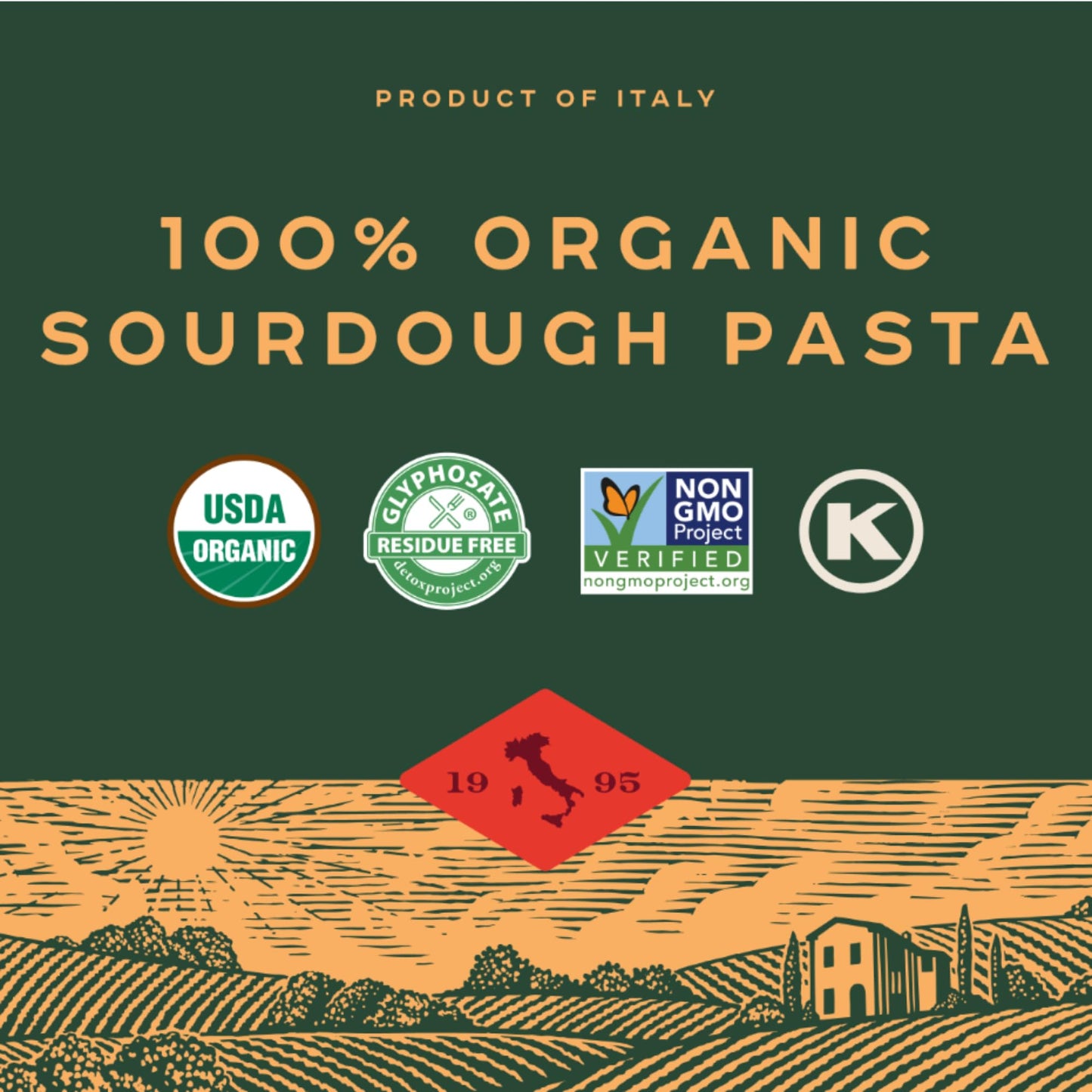 Bionaturae Spaghetti Pasta Noodles - Sourdough Pasta, Kosher Certified, High Protein, Non-GMO Verified, USDA Certified, Spaghett