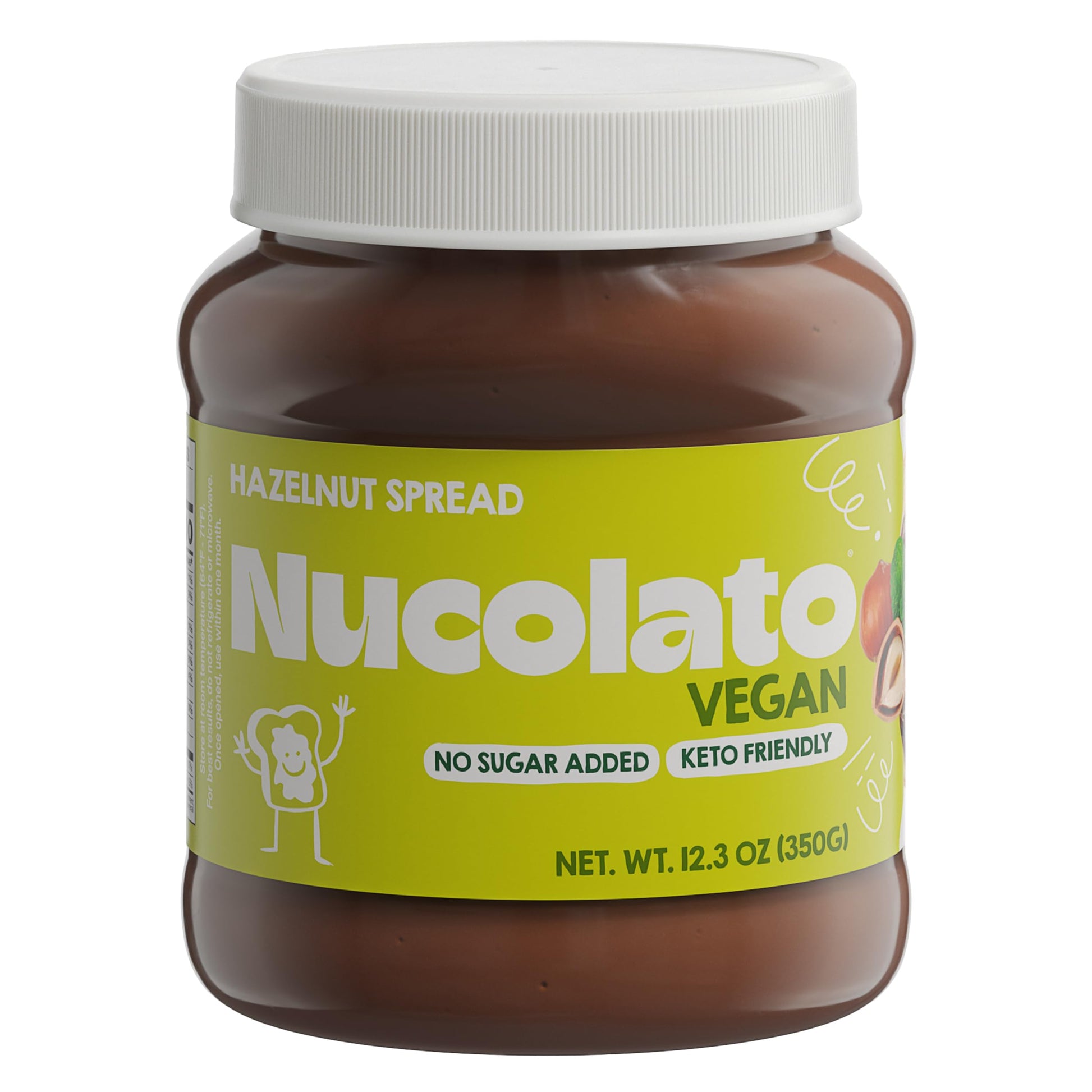 Nucolato Vegan Hazelnut Spread - Keto Friendly, No Sugar Added, 12.3 oz, Perfect for Desserts and Toppings