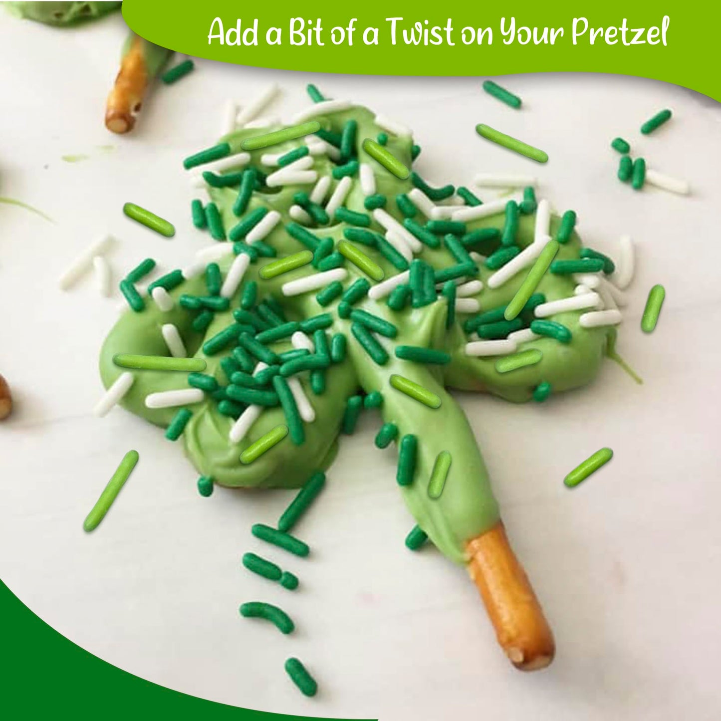 Lucky Jimmy Blend | 8 Oz Stand Up Sprinkle Bag | St. Patrick'S Day Themed Sprinkle Blend | Classic Jimmies In Green, Lime, And White Colors | Toppings For Cakes, Pastries, And Desserts