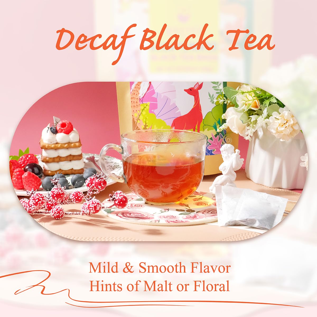 Wt Weetee Decaf Black Tea Bags, 100 Count Co2-Decaffeinated Black Tea, Smooth & Mild Taste | Drink All Day | Resealable Kraft Ba