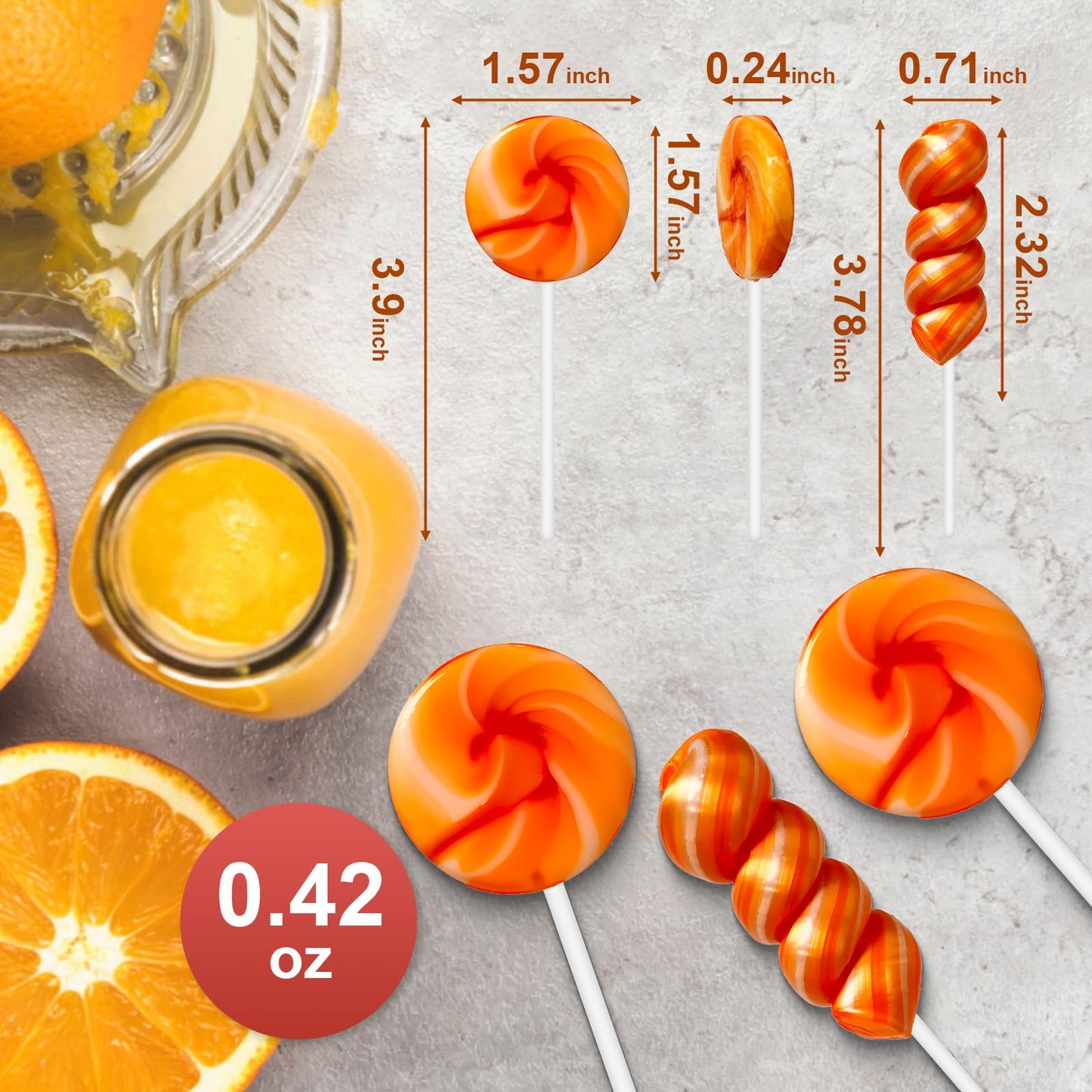 ZOFIA SWEET 32 Pack Orange Gold Twisty & Swirl Lollipops, Gluten Free, No Artificial Dyes, Individually Wrapped