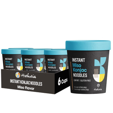 Hethstia Konjac Noodles Instant Miso Soup Cup - 6 Pack Low Carb Shirataki Angel Hair Pasta, Gluten-Free Shirataki Noodle Asian R