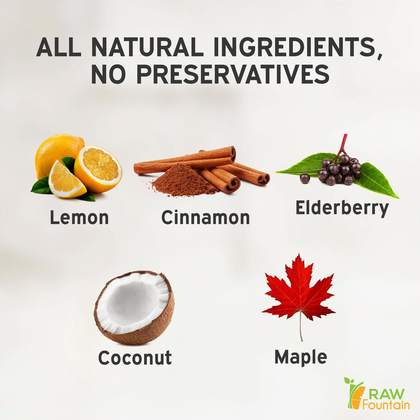 Raw Fountain Immunity Shots with Elderberry, Lemon, Maple, Cinnamon, 2 Fl Oz, Pack of 20, All Natural, No Artificial Flavors or Preservatives