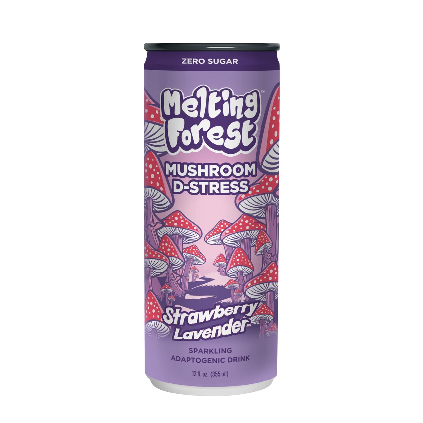 Melting Forest Mushroom D-Stress, Sparkling Adaptogen Drink with L-Theanine, Lions Mane and Vitamin B, Zero Sugar, 5 Calories,