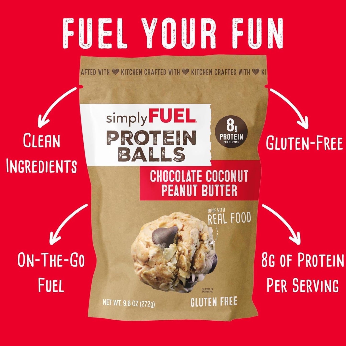 simplyFUEL Chocolate Protein Ball Variety Pack - Whole Food Balls with Probiotics - 8g Protein Snack - Gluten Free Energy Balls (3 Packs)