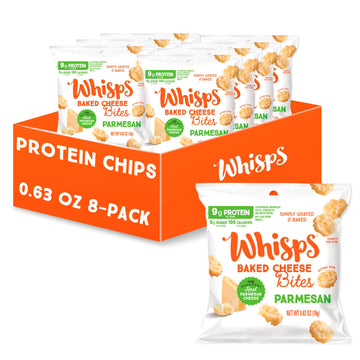 Whisps Parmesan Cheese Crisps Single Serve 8 Pack |Back To School Snack, Keto Snack, Gluten Free, Sugar Free, Low Carb, High Pro