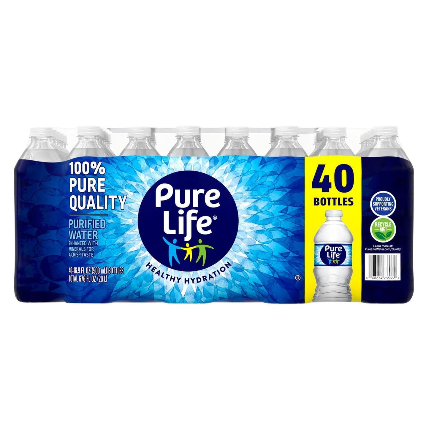 Pure Life Purified Water, 40 CT, 16.9 Fl oz Bulk Savings