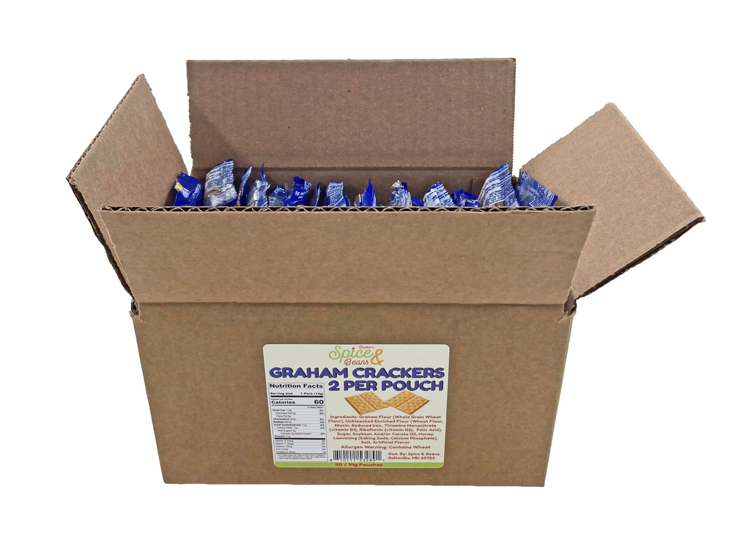 Graham ers  Portion Packaged in Twin Packs (40/2packs  80 ers total)  by Dashers Spice & Beans