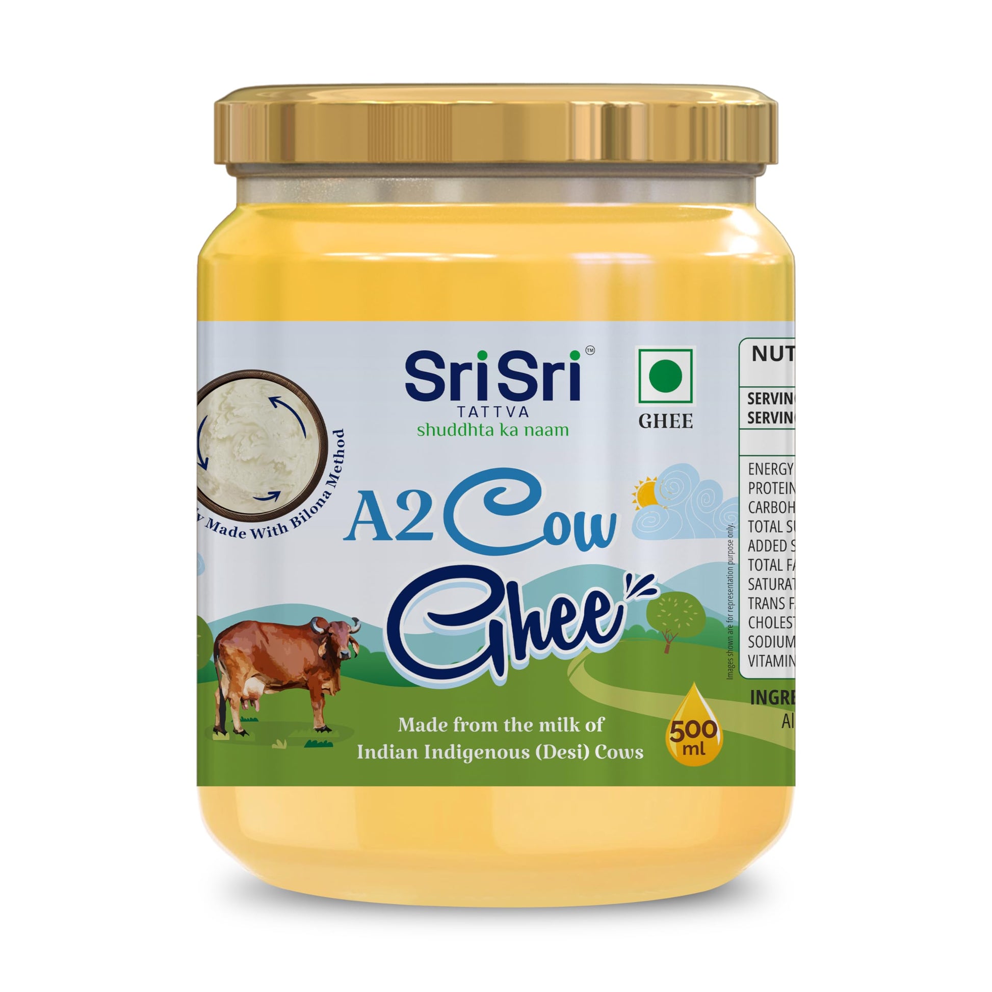 Sri Sri Tattva Shuddhta Ka Naam - A2 Ghee 500 Ml - Organic A2 Desi Ghee For Better Digestion And Immunity