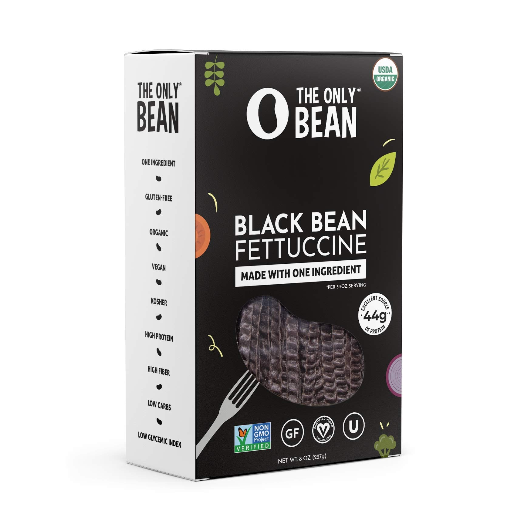 The Only Bean Organic Black Bean Fettuccine Pasta - High Protein, Gluten-Free, Vegan - 8 oz