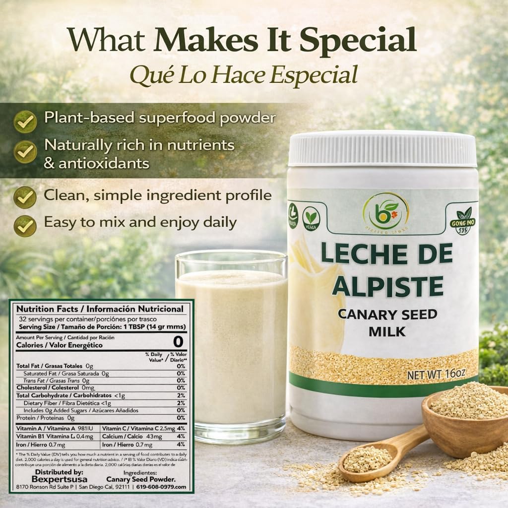 B-Experts Leche de Alpiste POLVO - 100% Natural Canary Seed Milk, 16oz