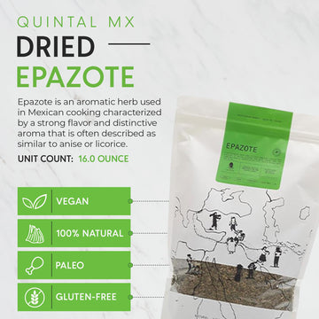 Quintal Mx Dried Epazote Leaves 16 Oz) - Hojas De Epazote Cortadas - 100% Natural Epazote Herb - Epazote Tea - Seasoning And Spi