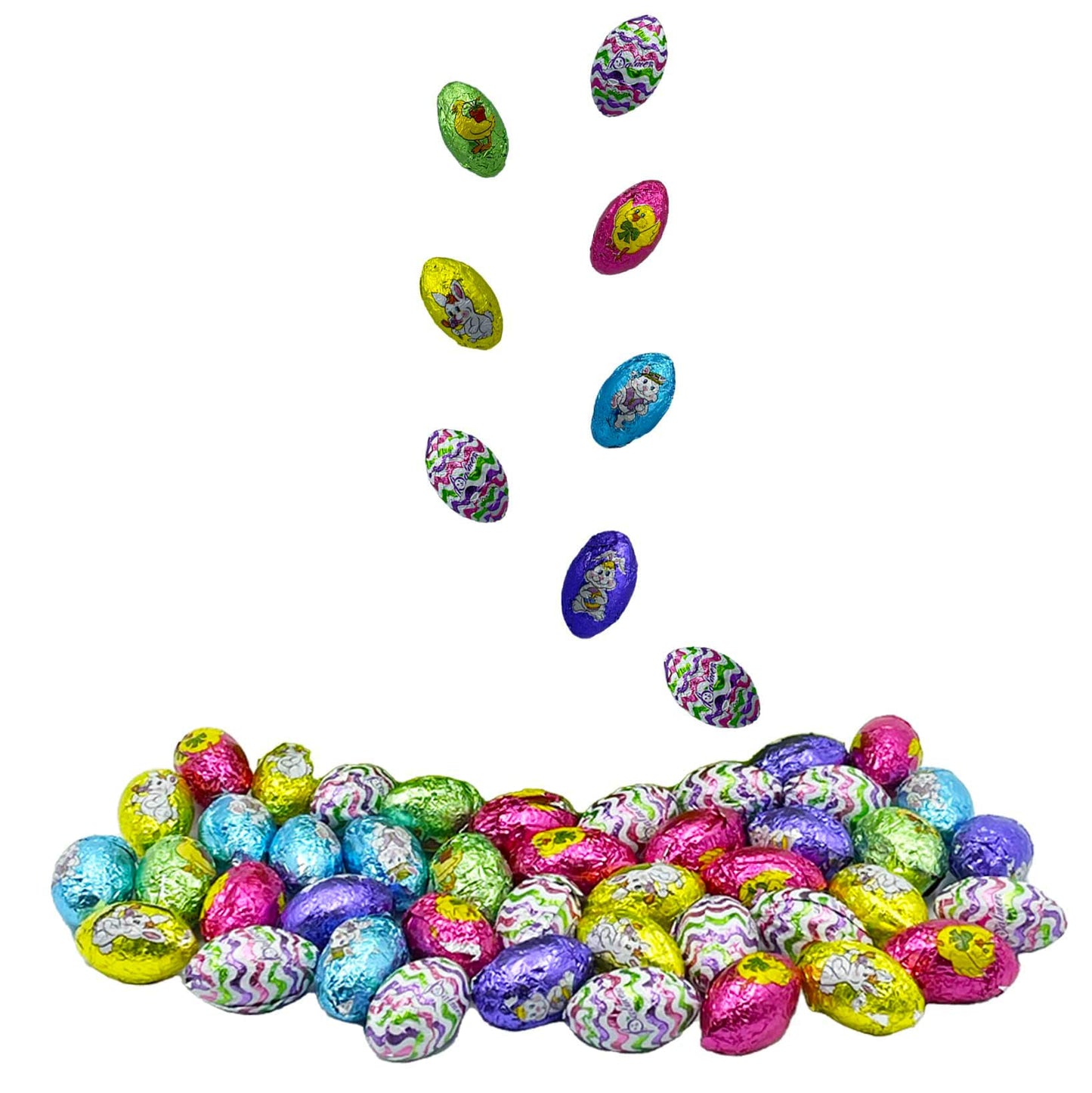 Easter Double Crisp Eggs Milk Chocolate, Happy Easter Day Eggs, Party Bag Fillers, Individually Wrapped, (1 Pound) Approx. 100 Eggs