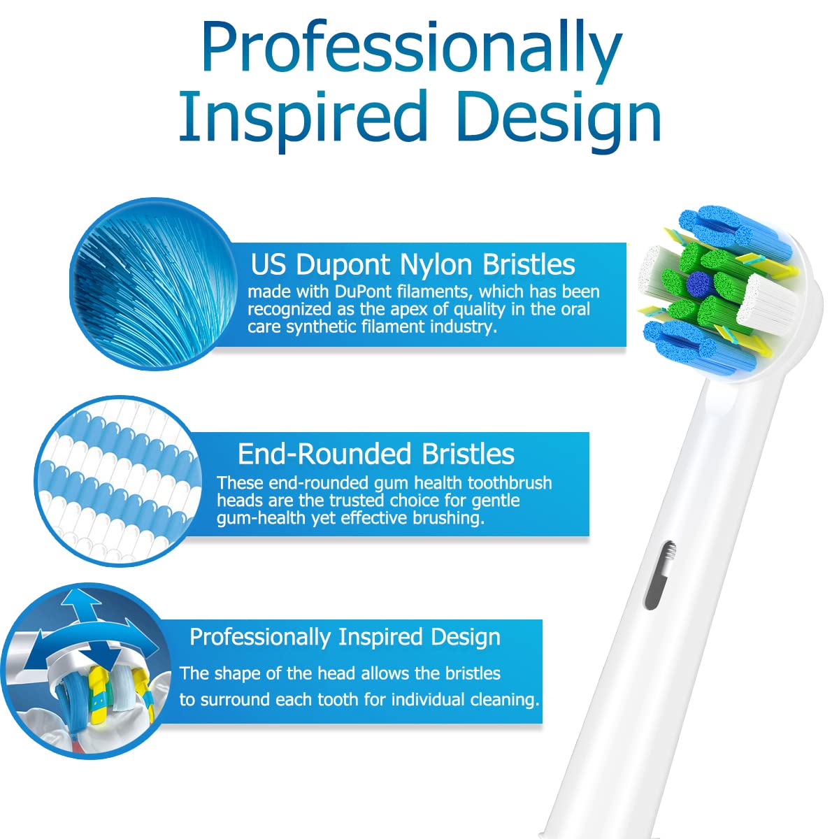 Schallcare Replacement Brush Heads Compatible With Braun Oral B Electric Toothbrush - Floss Toothbrush Head For Oral B Pro 1000