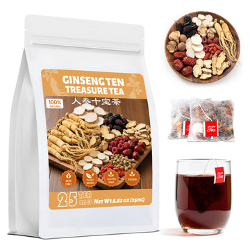 Flavor Blendseng Ten Treasures Kidney Tea  Natural Flavor Blendseng & Mulberry Herbal Tea Kidney Cleanse Detox & Repair Teabags For Men Women  10 Precious Ingredients Formula (1 Pack/25 Bags)