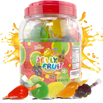 Apexy Jelly Fruit Candy - Assorted Fruit Flavors, Halloween Treat Juicy Chewy Gel Snacks, Kids & Adults Party Favors, Fun Treats