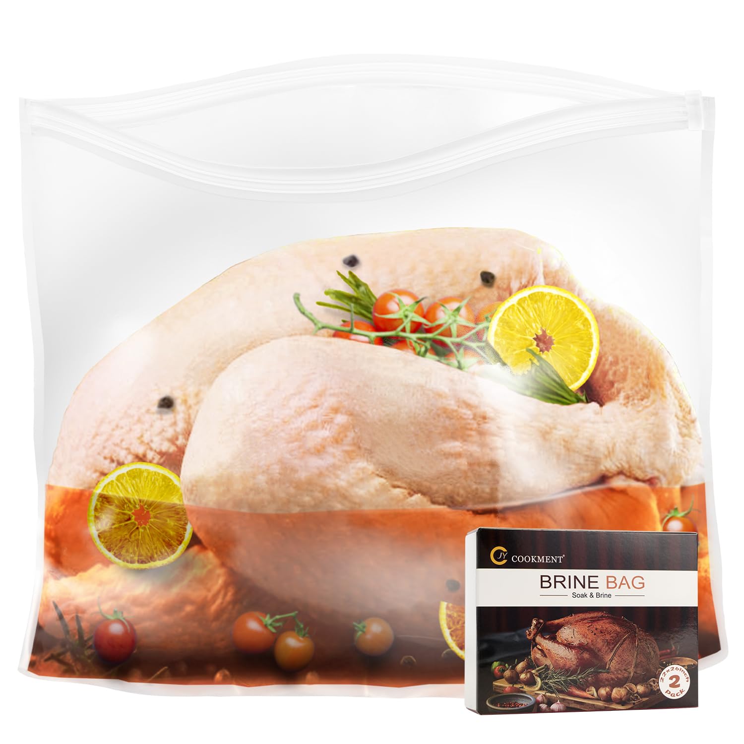 Brining Bags For Turkey, 2 Packs Extra Large Turkey Brine Bag With 2 Cotton Strings, Thickened Double Zip-Lock Seal Brine Bags F
