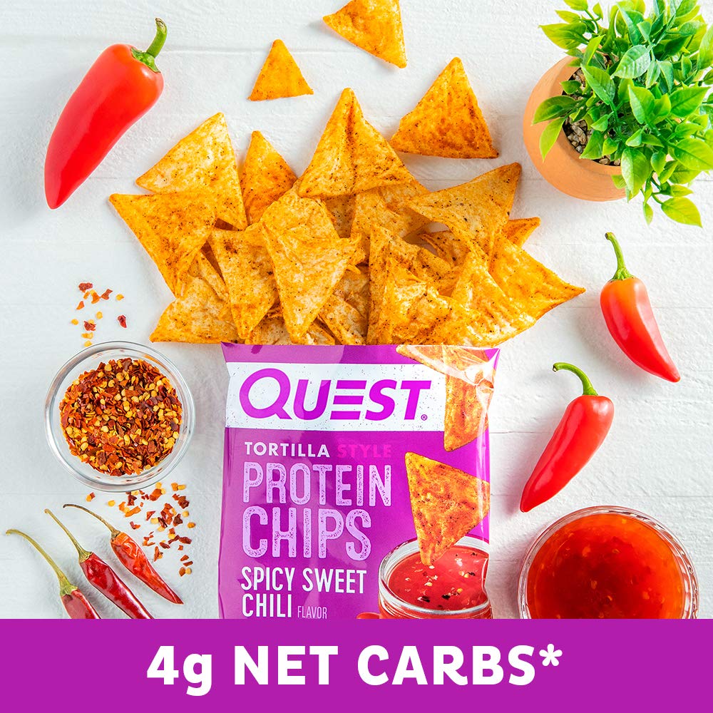 Quest Nutrition Spicy Sweet Chili Tortilla Chip, 19G Protein, 4G Net Carb, Low Carb, Gluten Free, 1.1 Oz (Pack Of 12)