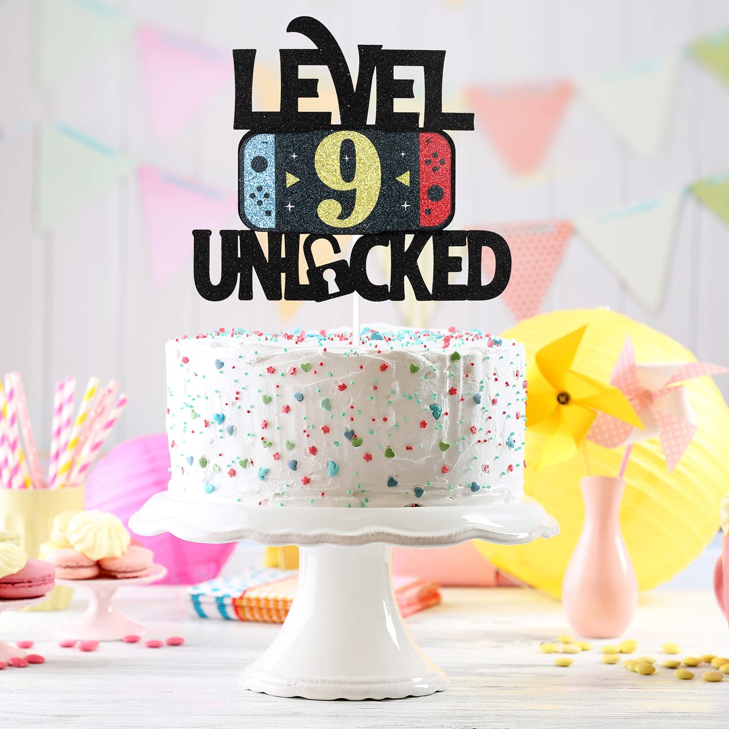 Level 9 Unlocked Game Birthday Cake Topper - Video Game Boy'S 9Th Birthday Game On Party Cake Supplies - Gaming Level Up Winner
