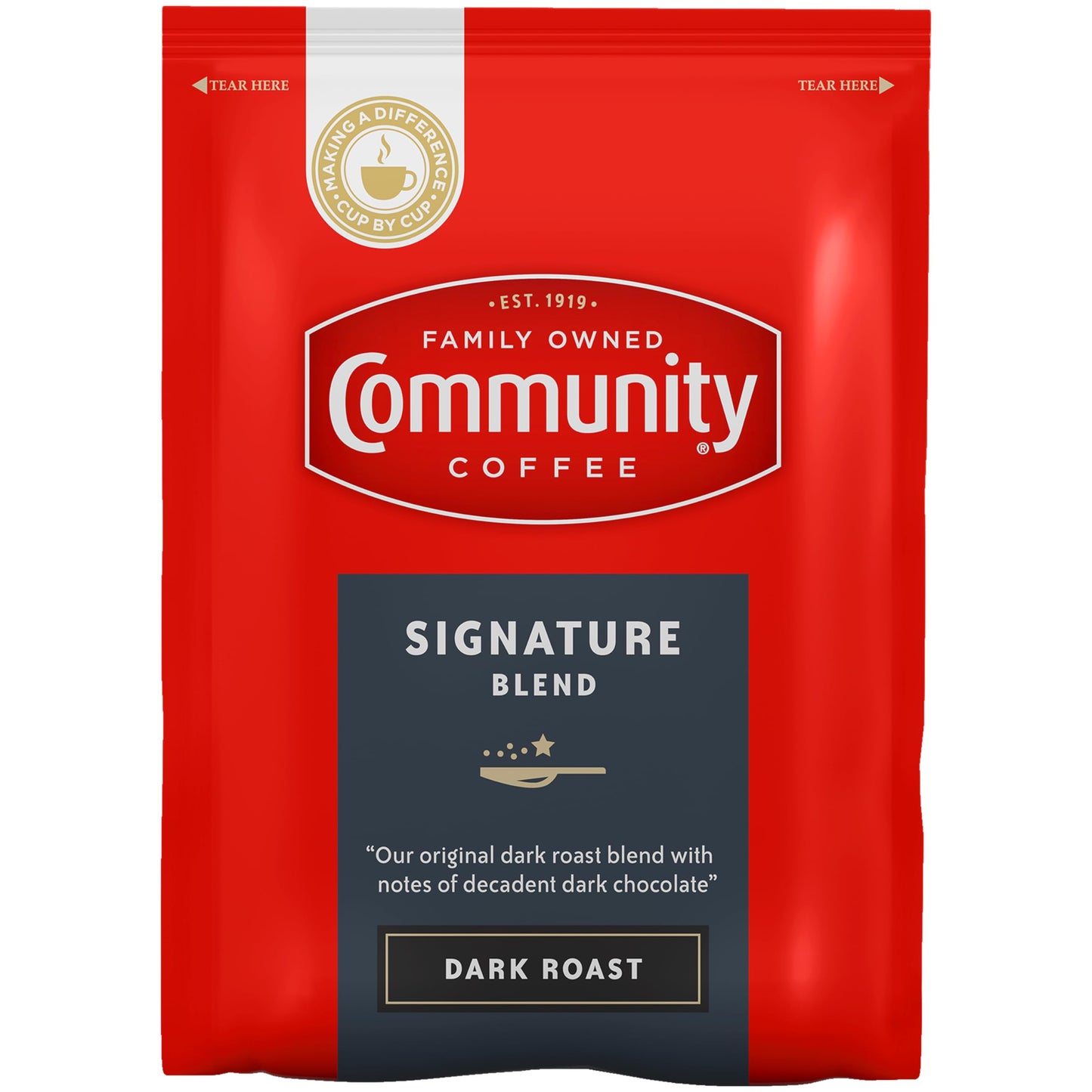 Community Coffee Signature Blend Dark Roast Coffee Packs, 2.5 Ounce Each, Box of 40, Model CCI15300