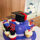 Graduation Cupcake Toppers Grad Party Decoration Food Picks Congrats Glitter Diploma Cap School Colors Supplies 24 Pcs Red Blue