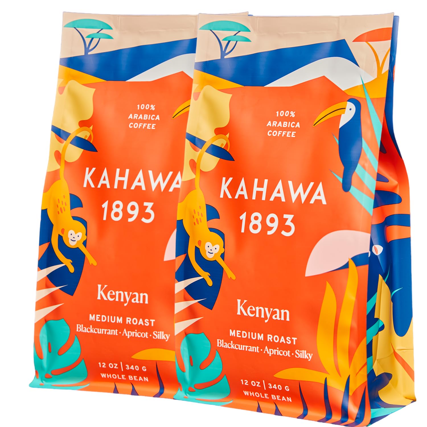 KAHAWA 1893 Whole Bean Coffee Medium Roast Kenyan Blend, 24 Oz, High Antioxidants, Organically Grown, Ethically Sourced