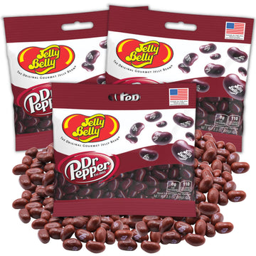 Dr. Pepper Jelly Beans, Soda Flavored Chewy Candies, Bulk Individually Bagged Shareable Candies, Pack Of 3, 3.5 Ounces