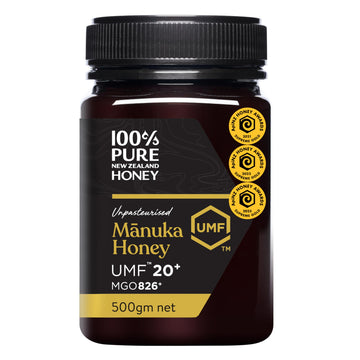 Manuka Honey New Zealand 100% Pure Umf 20+ Mgo 826+ Raw & Unfiltered Certified Award Winning Silky Smooth Taste & Texture 17.6 O