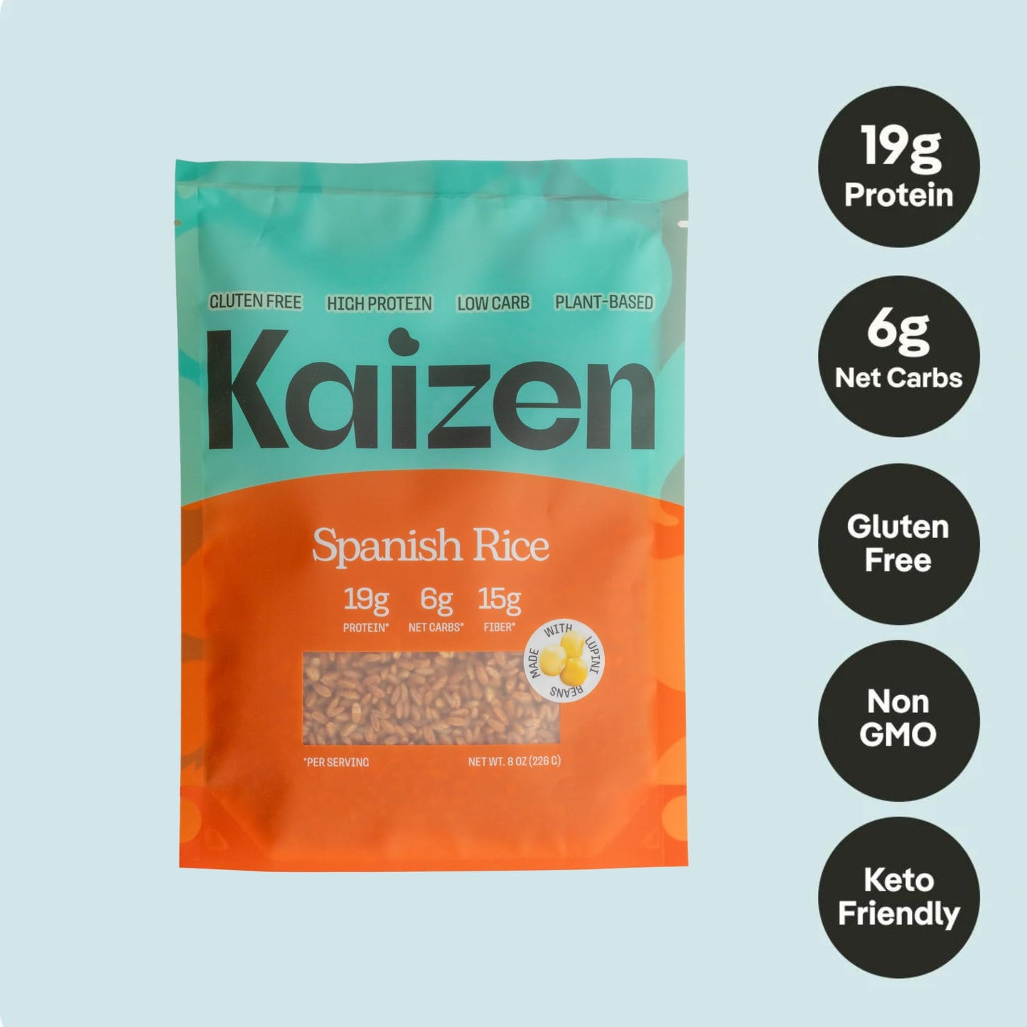 Kaizen Low Carb Keto Spanish Rice, High Protein (20g), Gluten-Free, Plant-Based, 8 oz (Pack of 3)