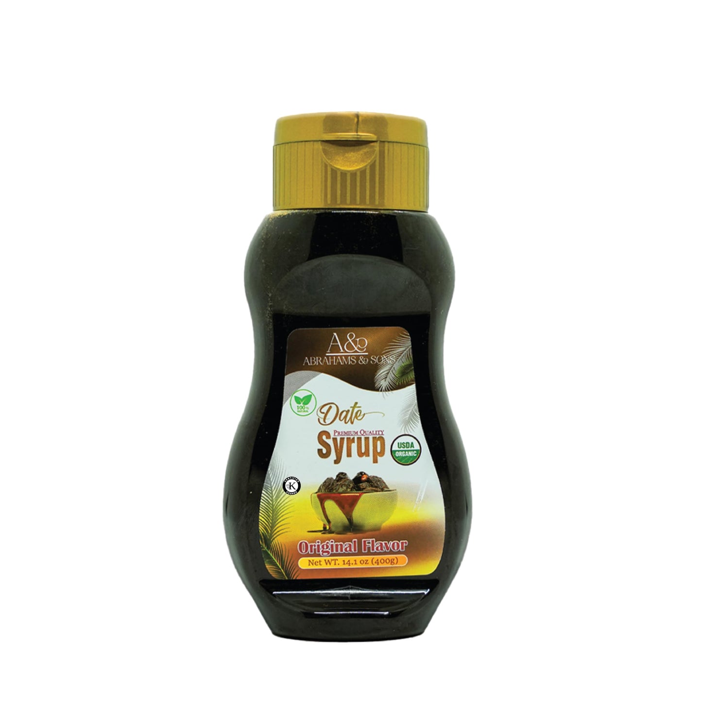 USDA Organic Date Syrup  100% Natural Sweetener  No Added Sugar  Original Flavor  400g - Kosher Certified  Vegan & Kid-Friendly