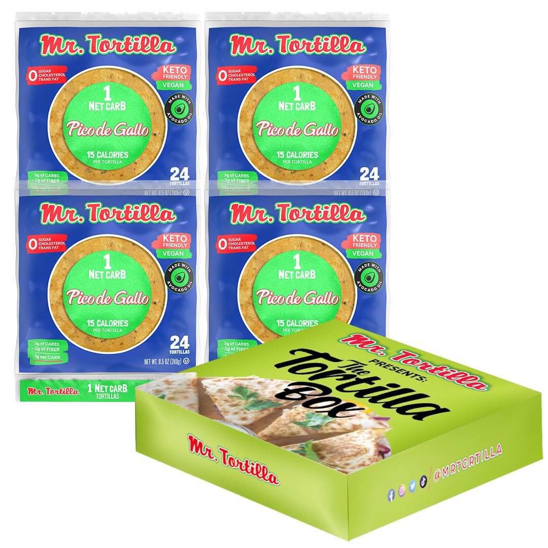 Mr. Tortilla Low Carb Keto Taco Shells, Vegan, 1 Net Carb, 15 Calories, 96 Count
