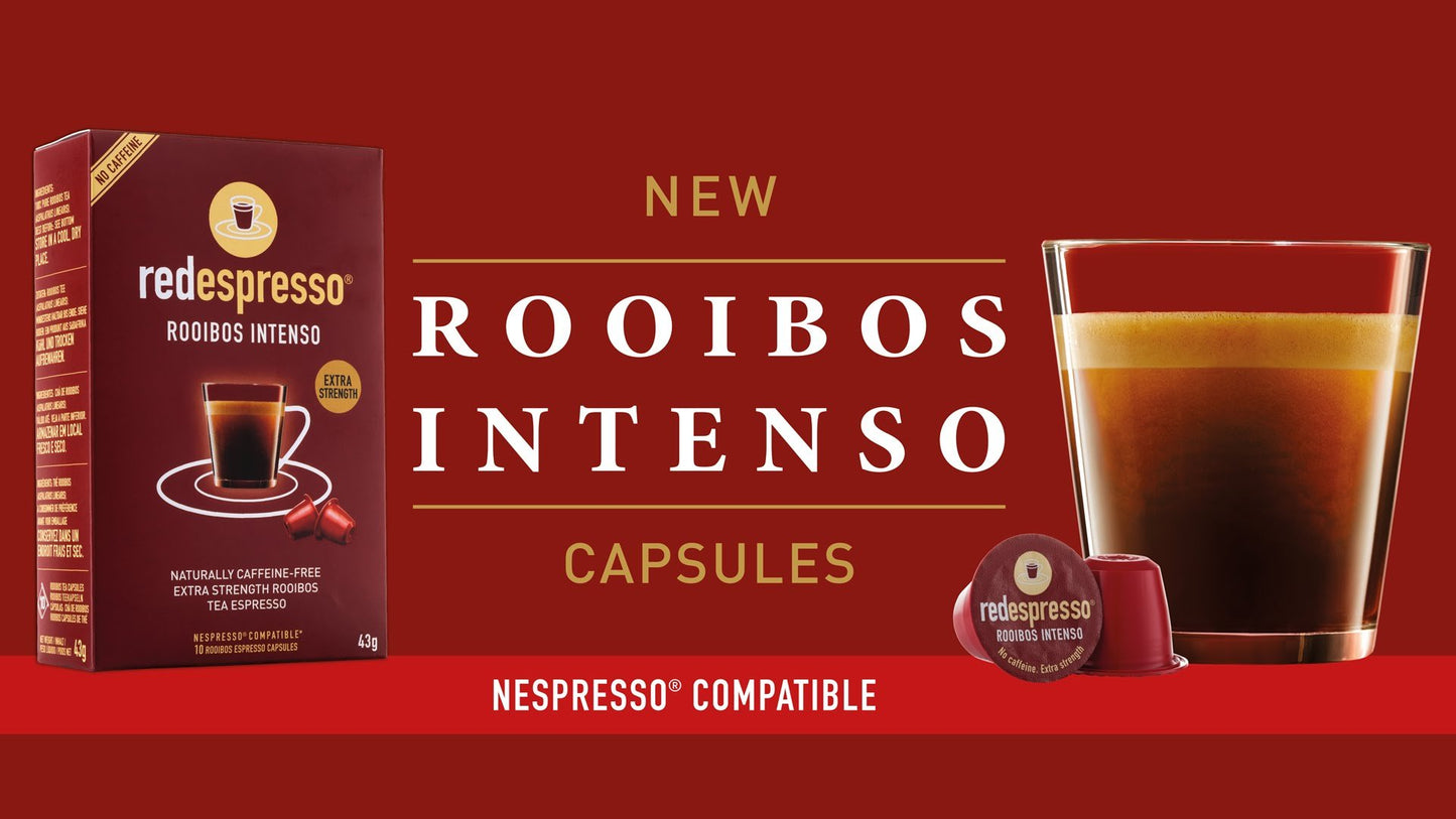 Red Espresso Intenso Rooibos Tea compact pieces, Compatible with Nespresso Machines, 10 Count
