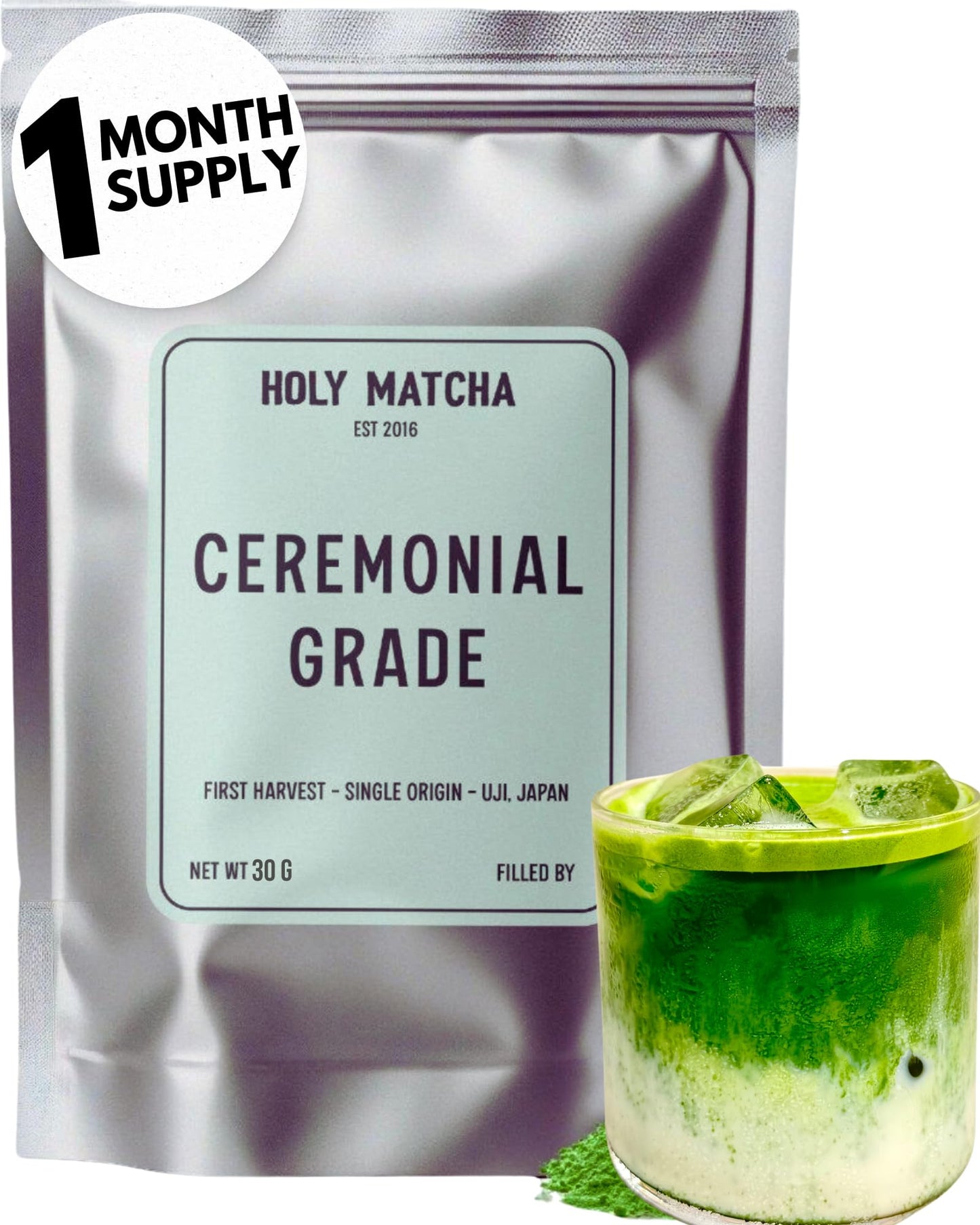 HOLY MATCHA Ceremonial Green Tea Powder - Antioxidant Superfood, 30 Servings, Matcha Green Tea, 1.06 Ounce